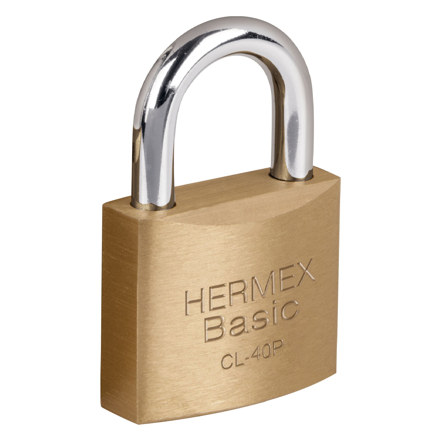 Candado de laton 40 mm gancho corto en blister, HERMEX BASIC