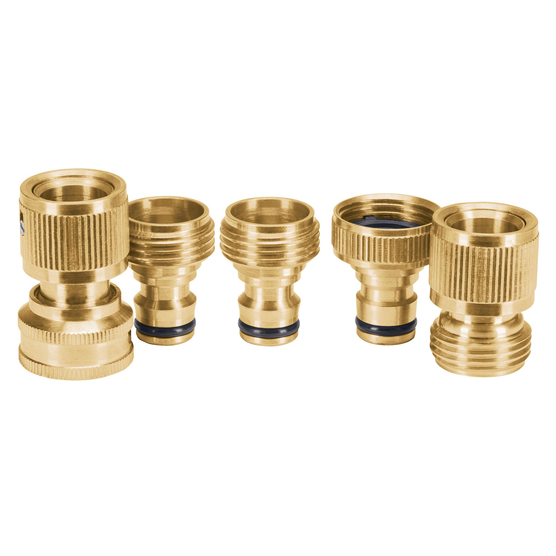 Juego de 5 conectores 3/4' rapidos de laton, sistema click