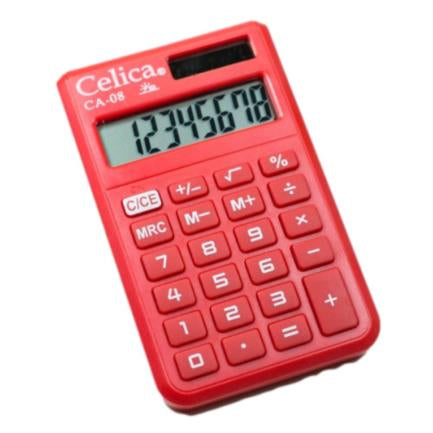 CELICA - Calculadora Celica Básica CA-08 Bolsillo 8 Dígitos Color Rojo
