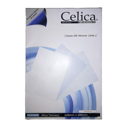 CELICA - Mica Térmica Celica Tamaño Carta 229x292mm 8 Milésimas o 200 Micrones Paquete C/50 Pzas