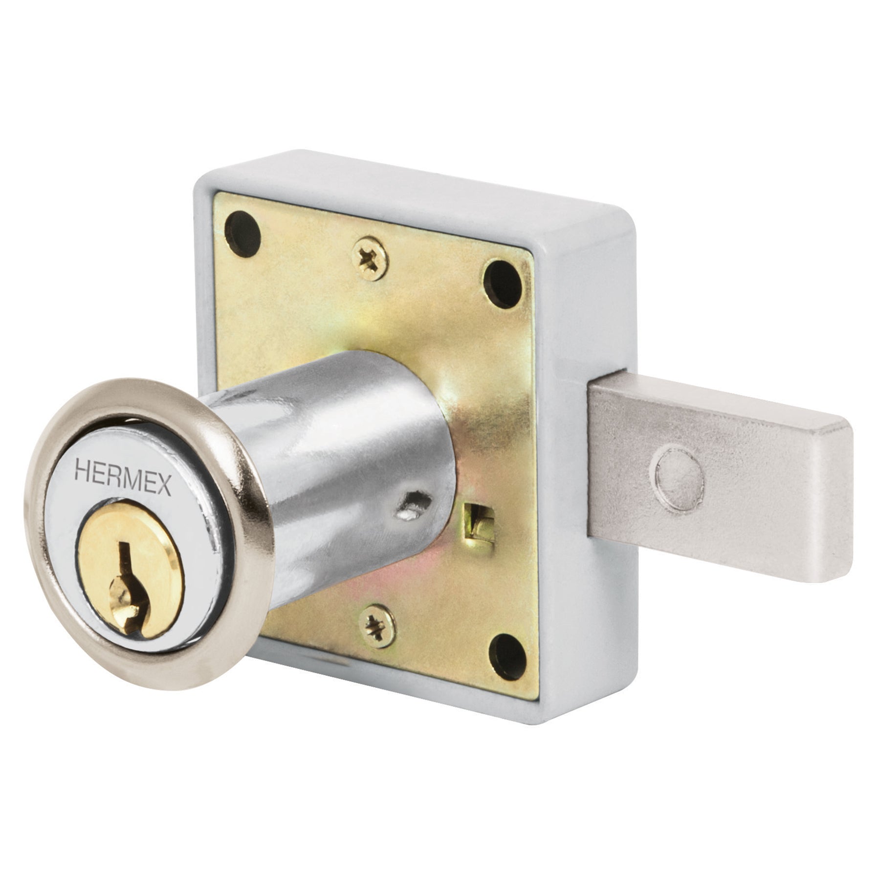 Cerradura para mueble, modelo 25, cromo, HERMEX