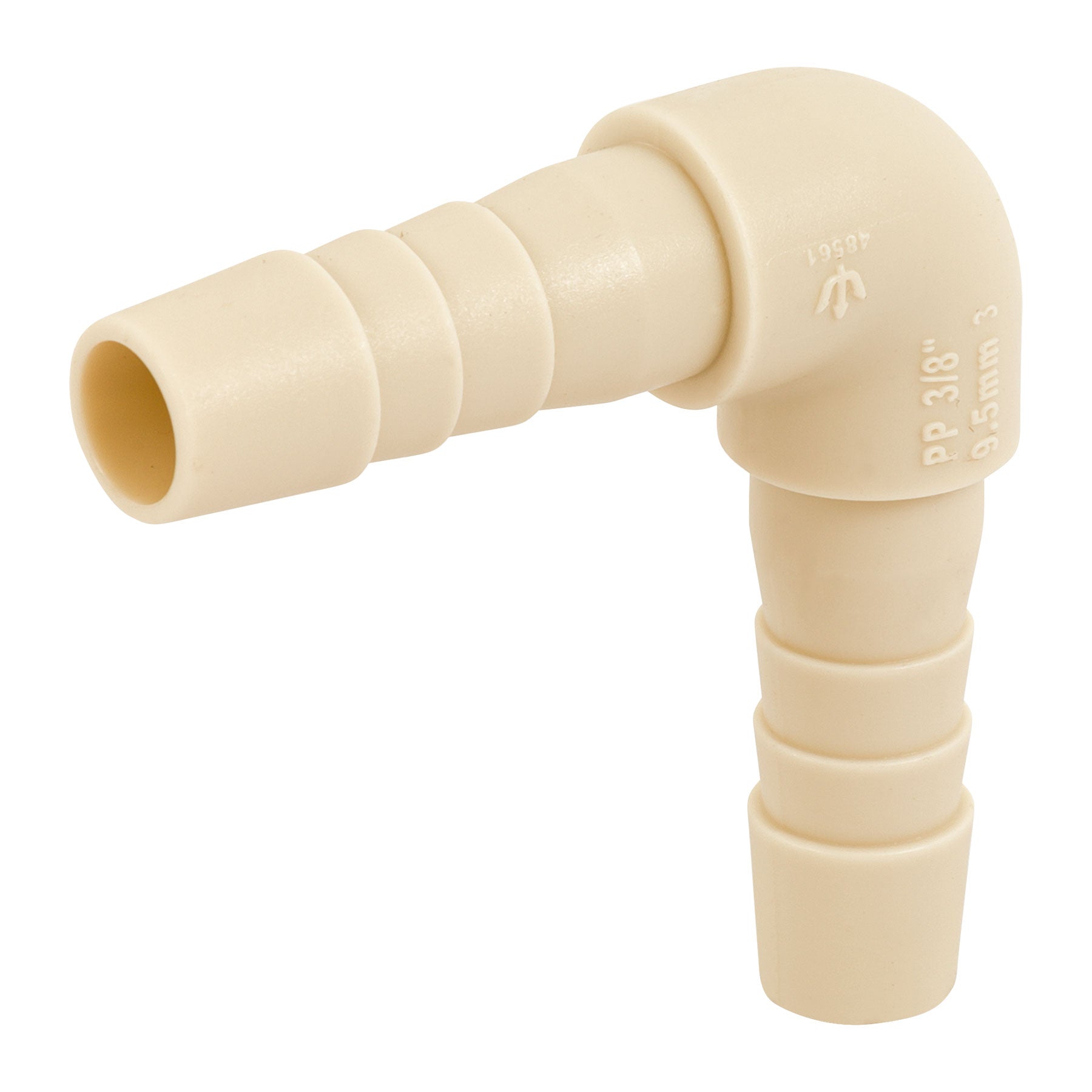 Codo 90° insercion de 3/8' de polipropileno, Foset