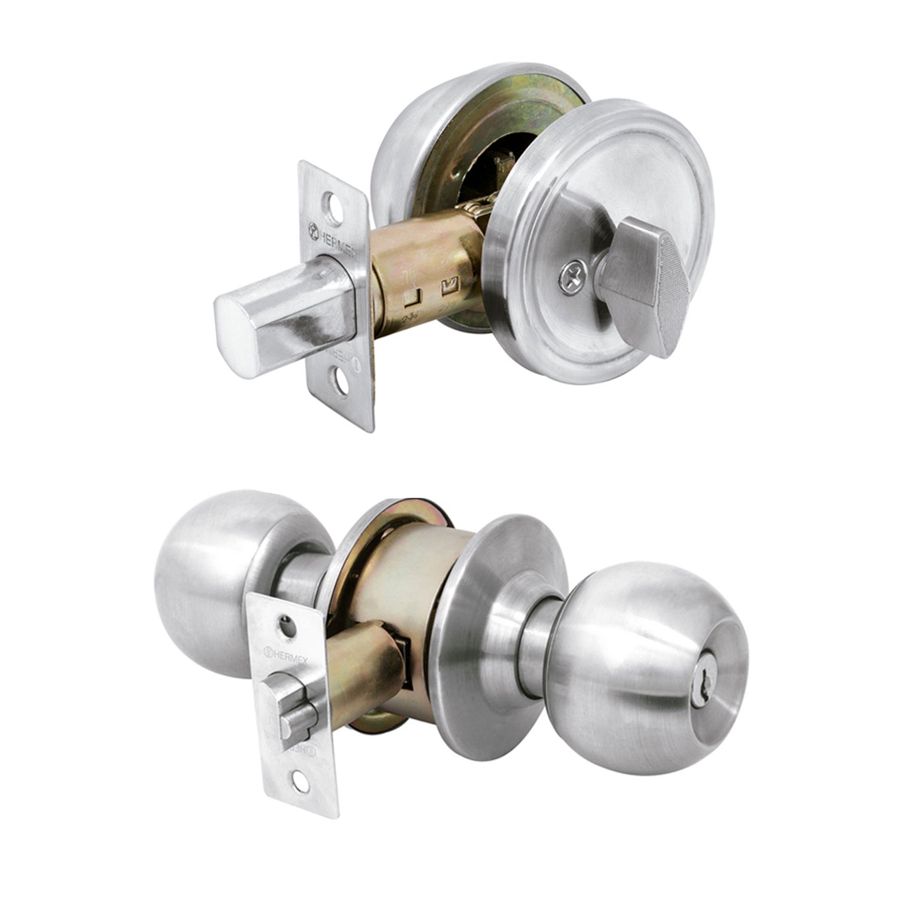 Combo cerraduras, llave-mariposa, cromo, HERMEX BASIC