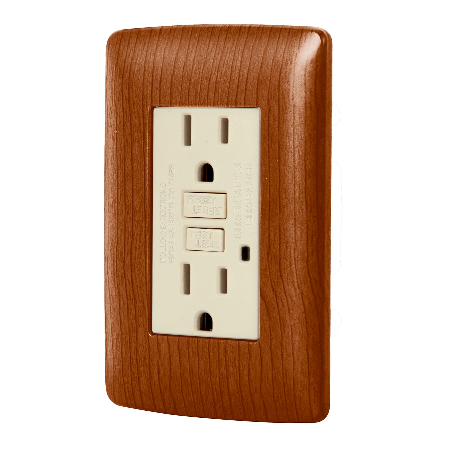 Contacto duplex falla a tierra GFCI, madera, linea Italiana