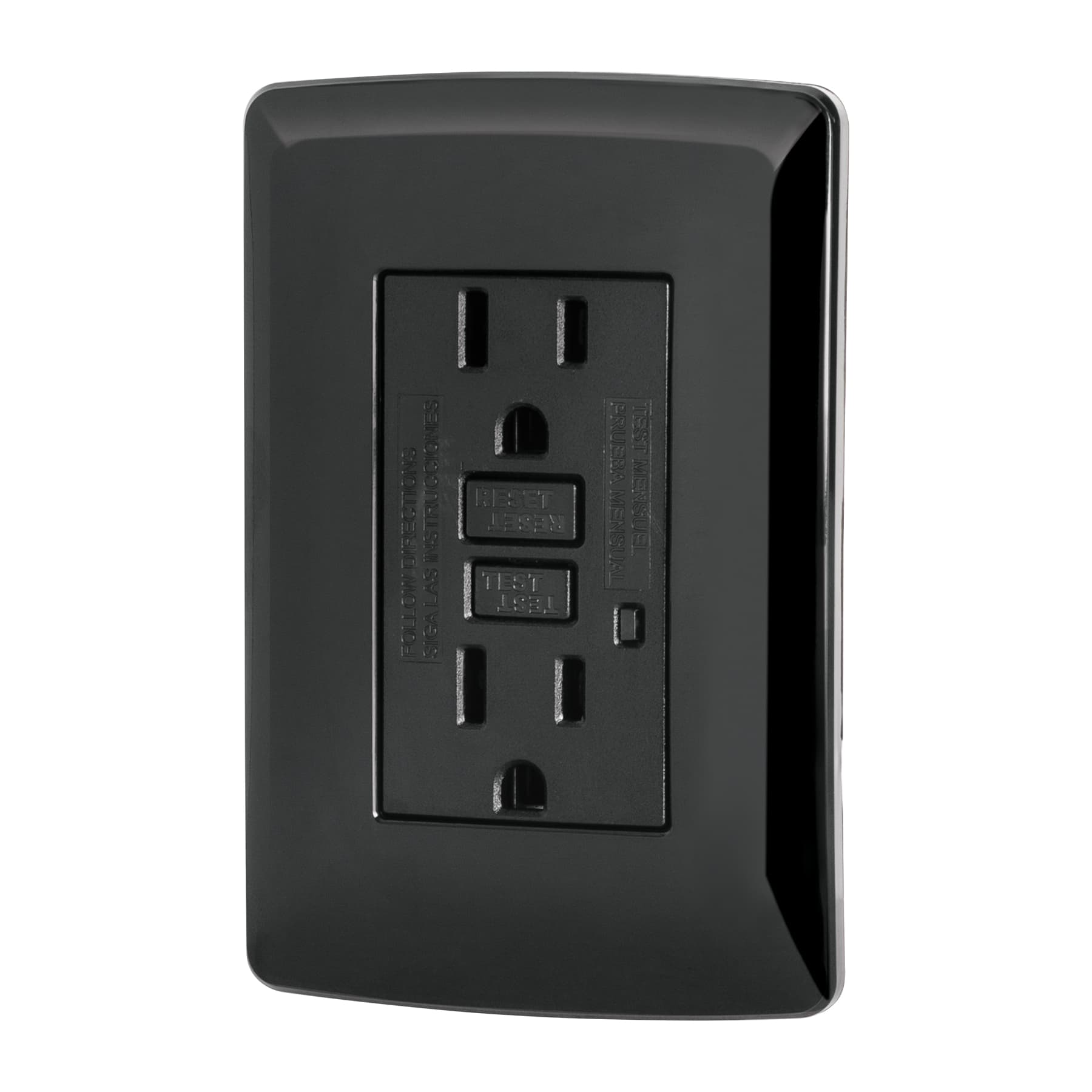 Contacto duplex falla a tierra GFCI, negro, linea Italiana