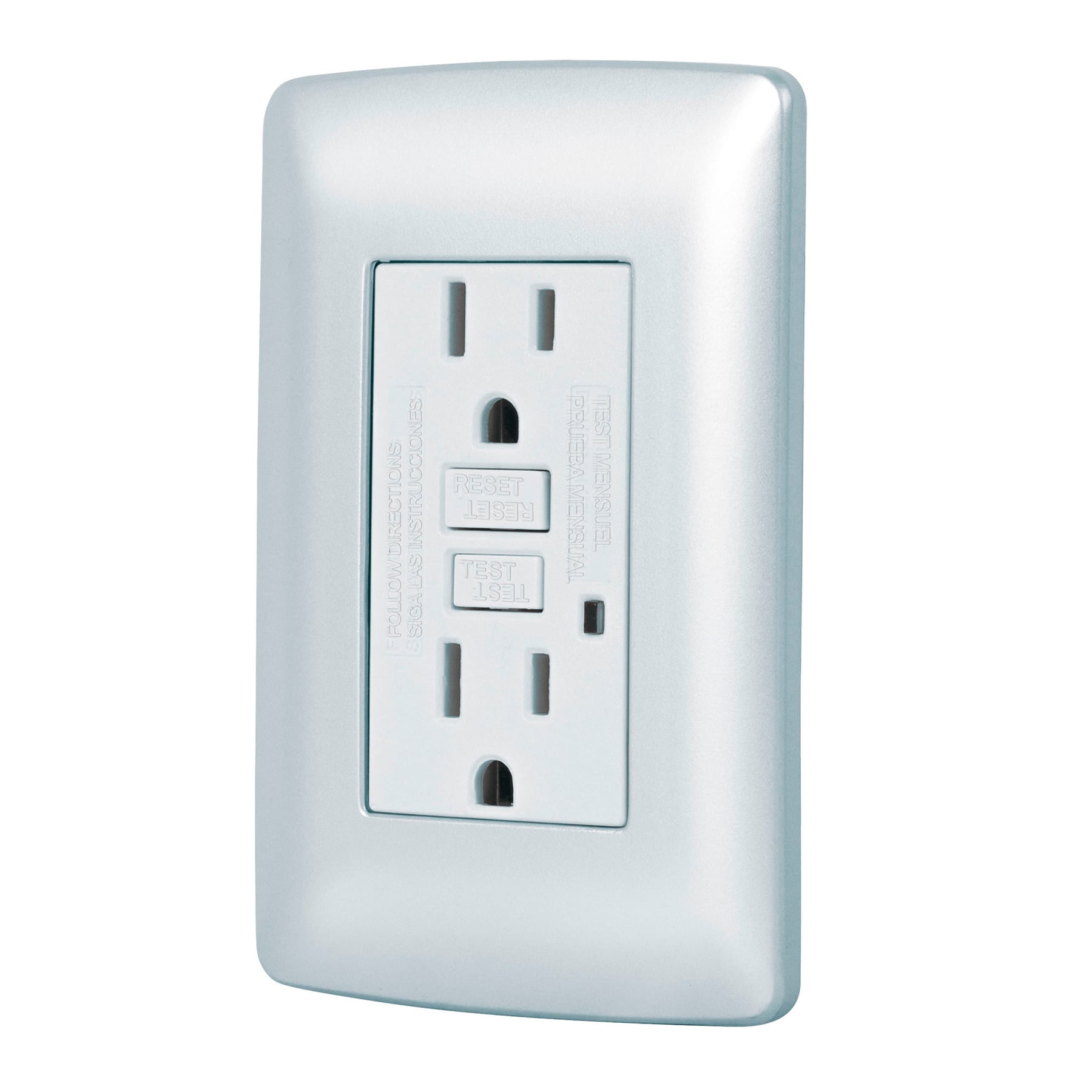 Contacto duplex falla a tierra GFCI, plata, linea Italiana