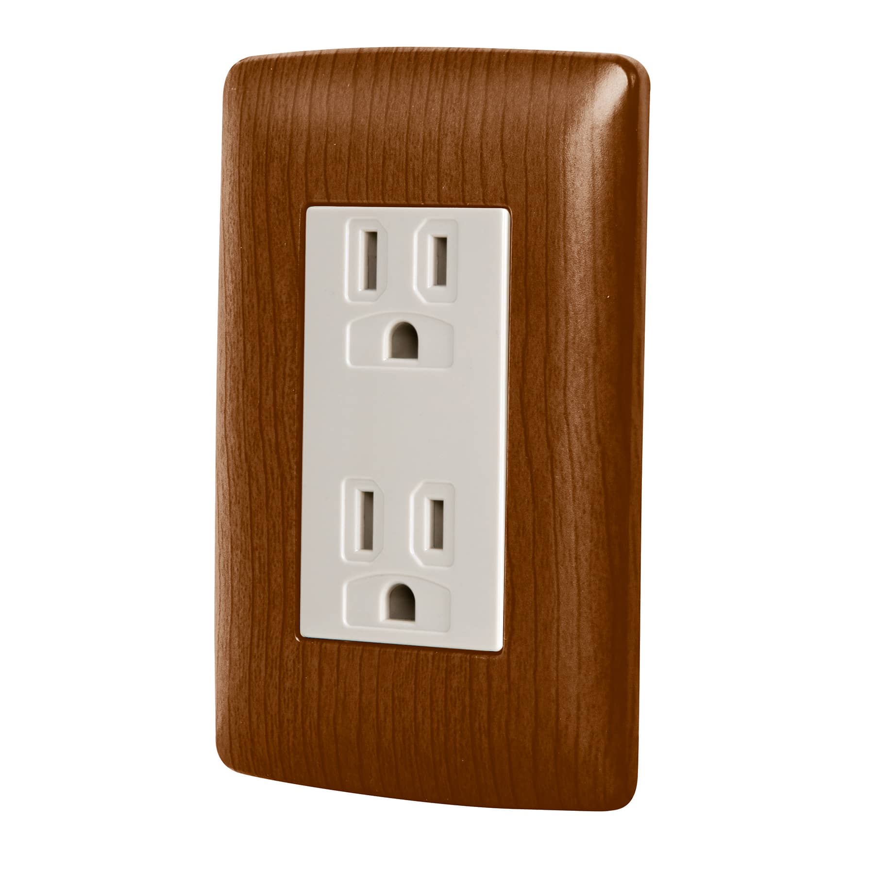 Contacto duplex aterrizado, color madera, linea Italiana