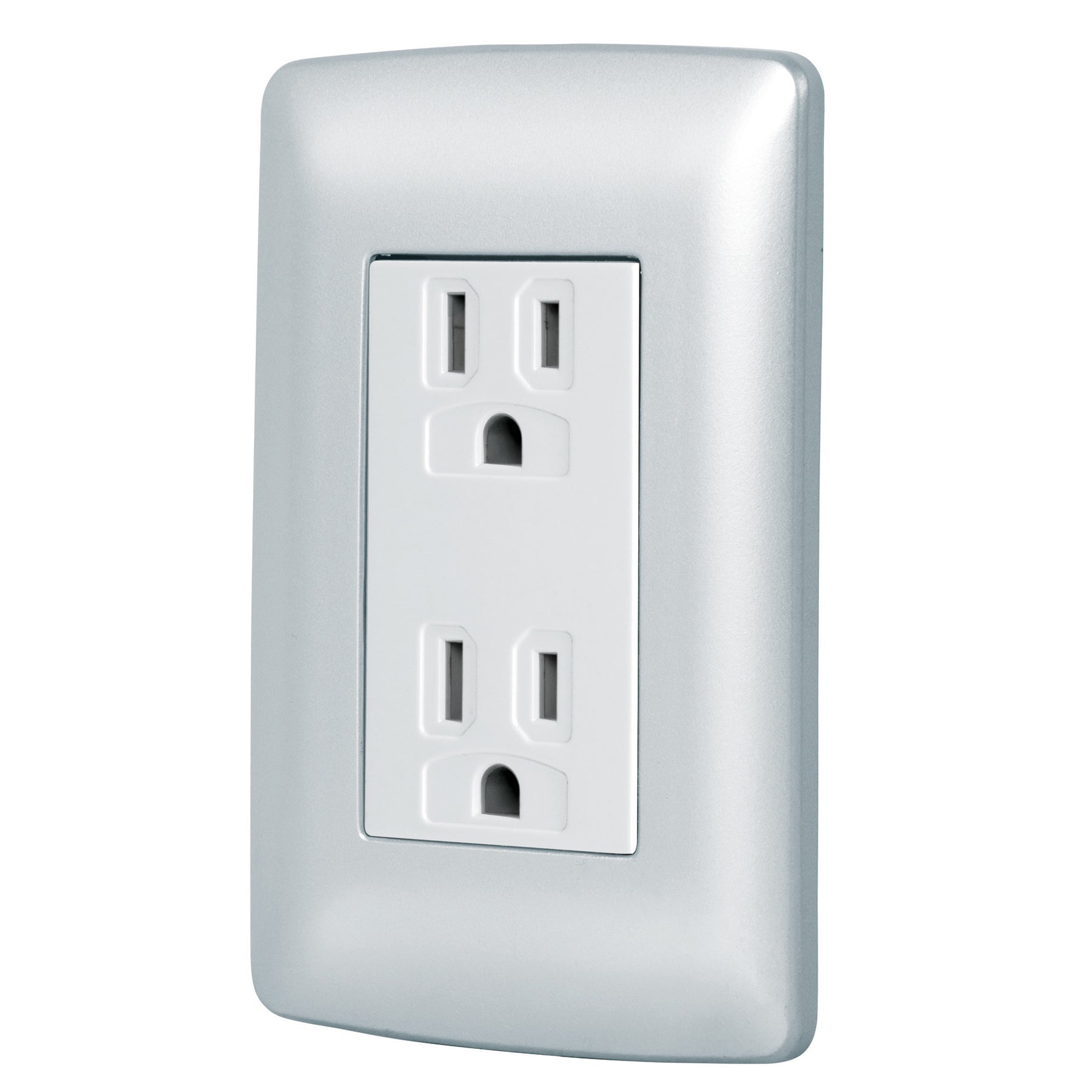 Contacto duplex aterrizado, color plata, linea Italiana