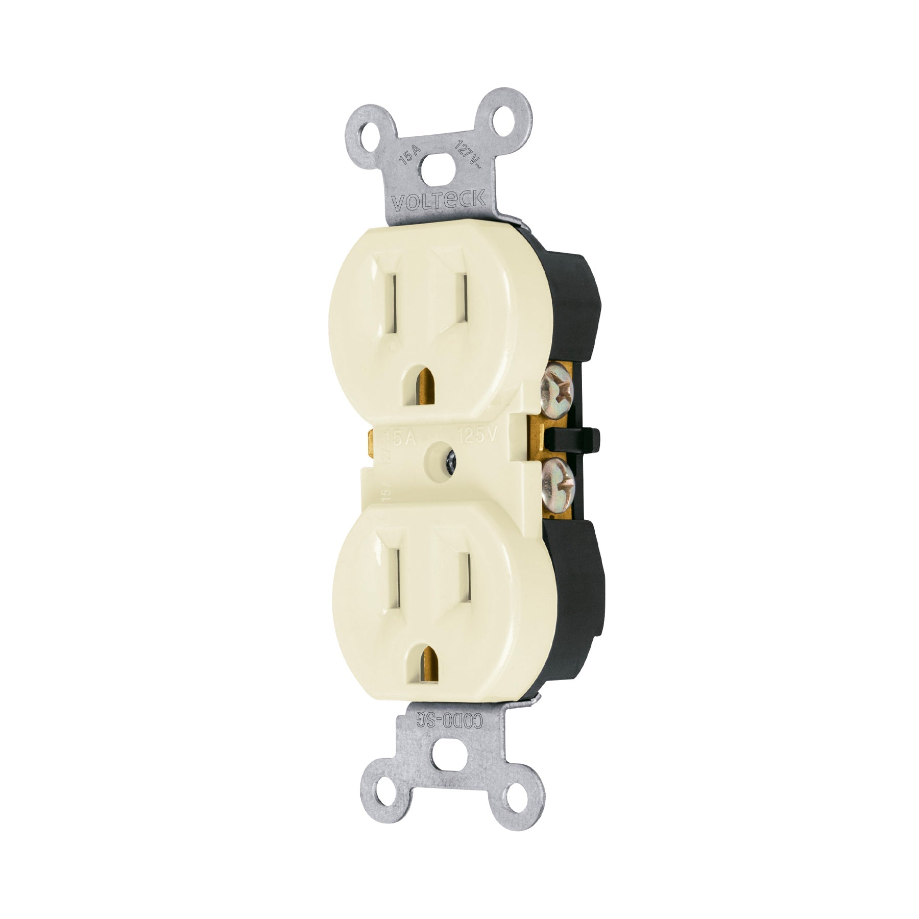 Contacto duplex, 2 polos 3 hilos, Standard, granel, marfil