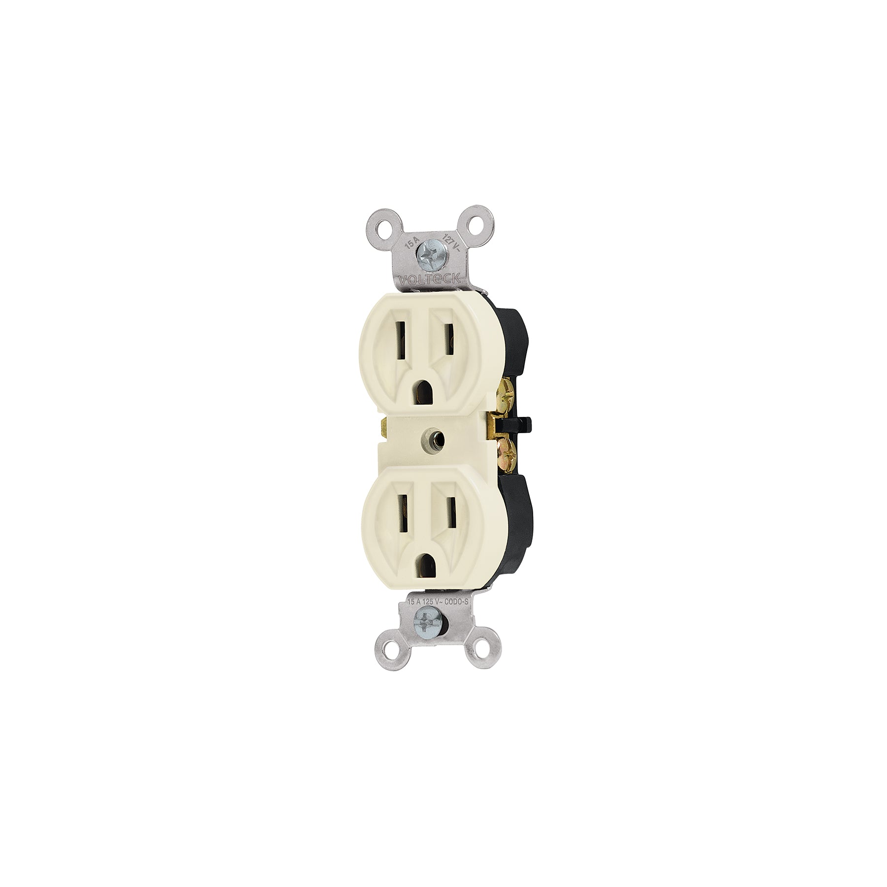 Contacto duplex, 2 polos 3 hilos, Standard, marfil, Volteck
