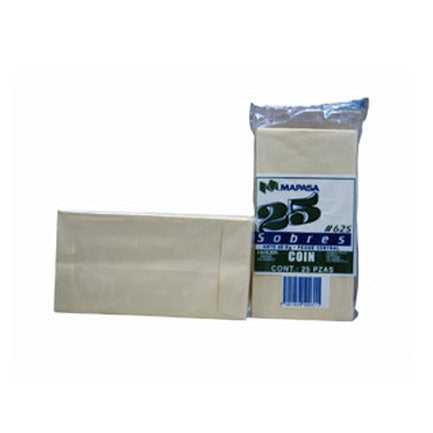 MAPASA - Sobre COIN-605 Kraft Mapasa 60Kg Pegue Bilateral Solapa sin Engomar 8.8x16.4cm Pqte C/1000