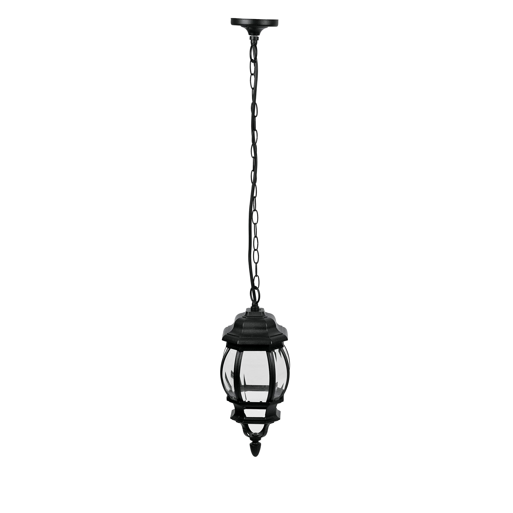 Arbotante tipo farol tradicional colgante p/exterior, negro
