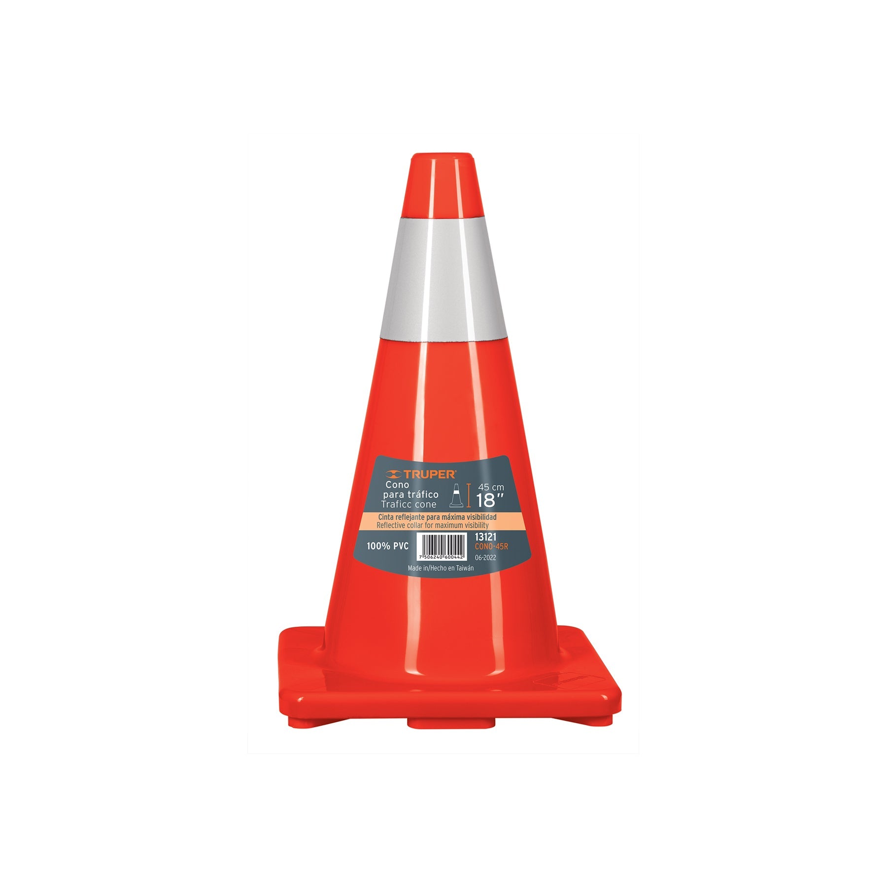 Cono de precaucion de 45 cm de PVC con reflejante, Truper