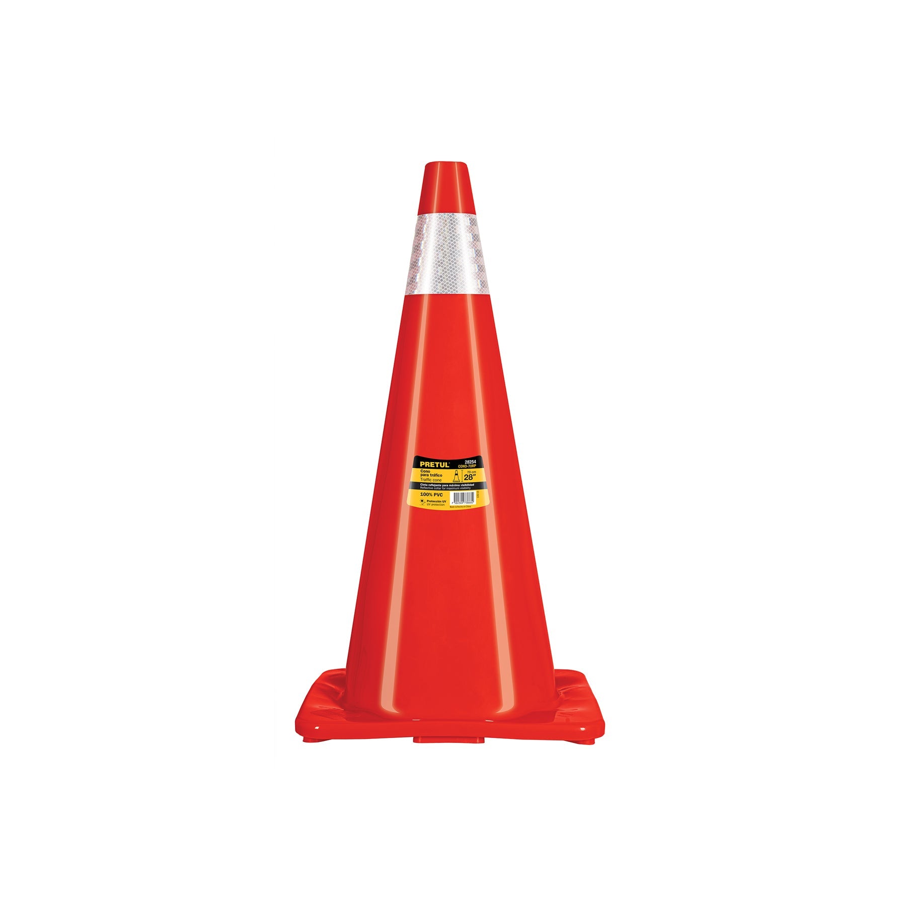 Cono de precaucion de 70 cm de PVC con reflejante, Pretul