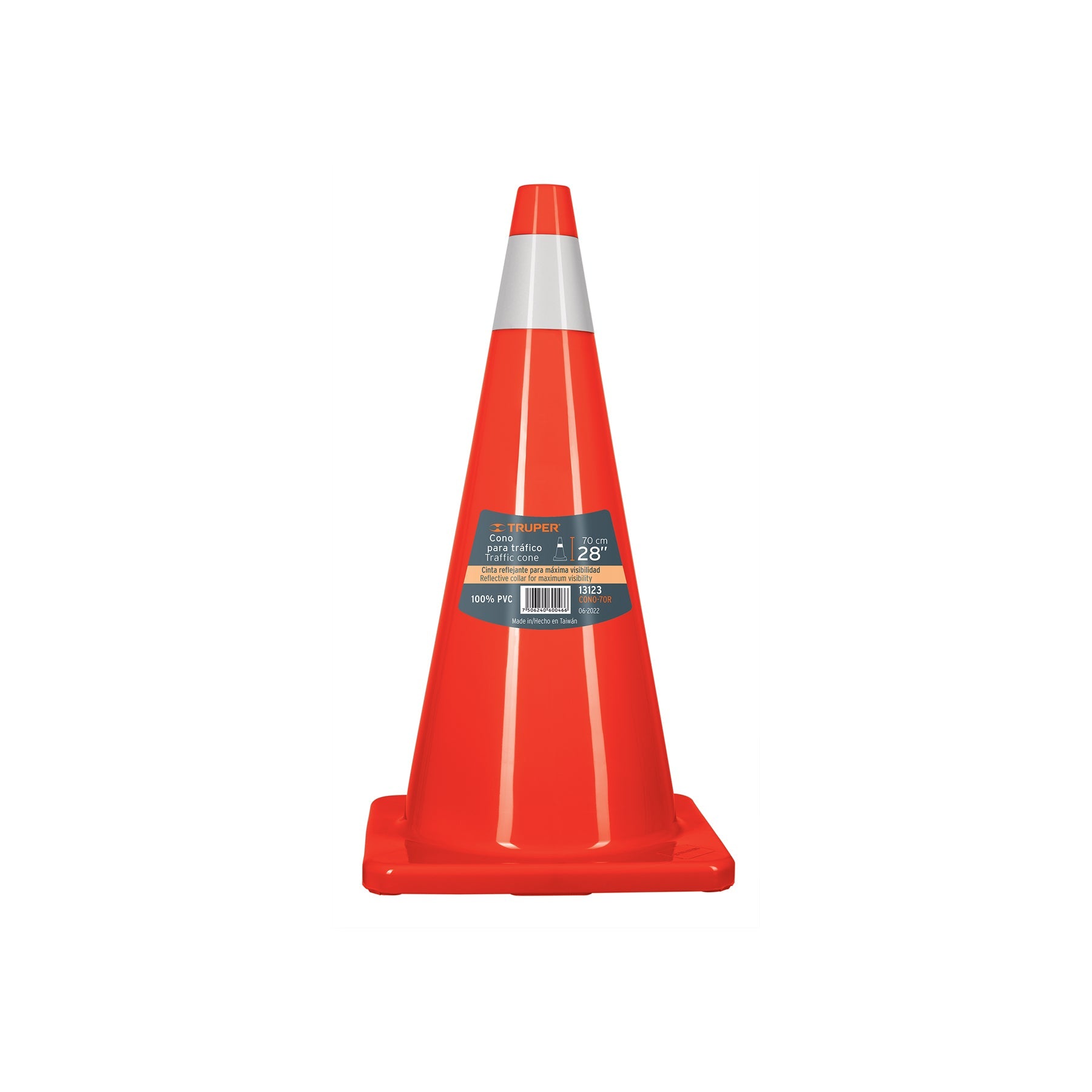 Cono de precaucion de 70 cm de PVC con reflejante, Truper