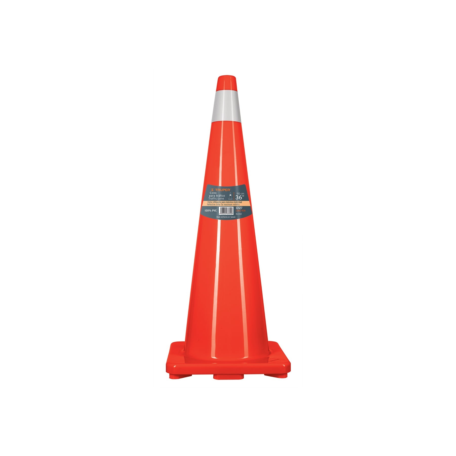 Cono de precaucion de 90 cm de PVC con reflejante, Truper