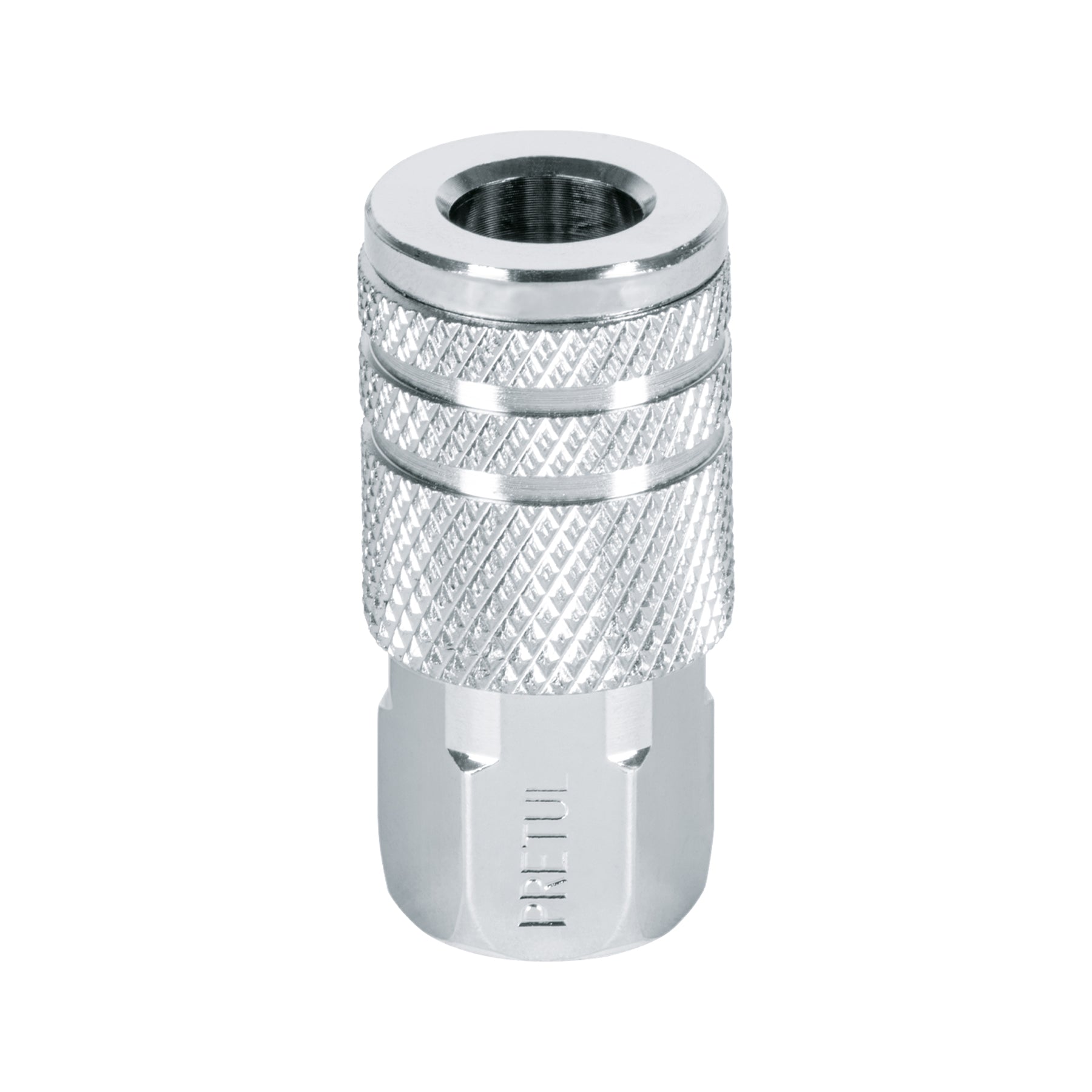 Cople rapido de acero, hembra, cuerda 1/4' NPT, PRETUL