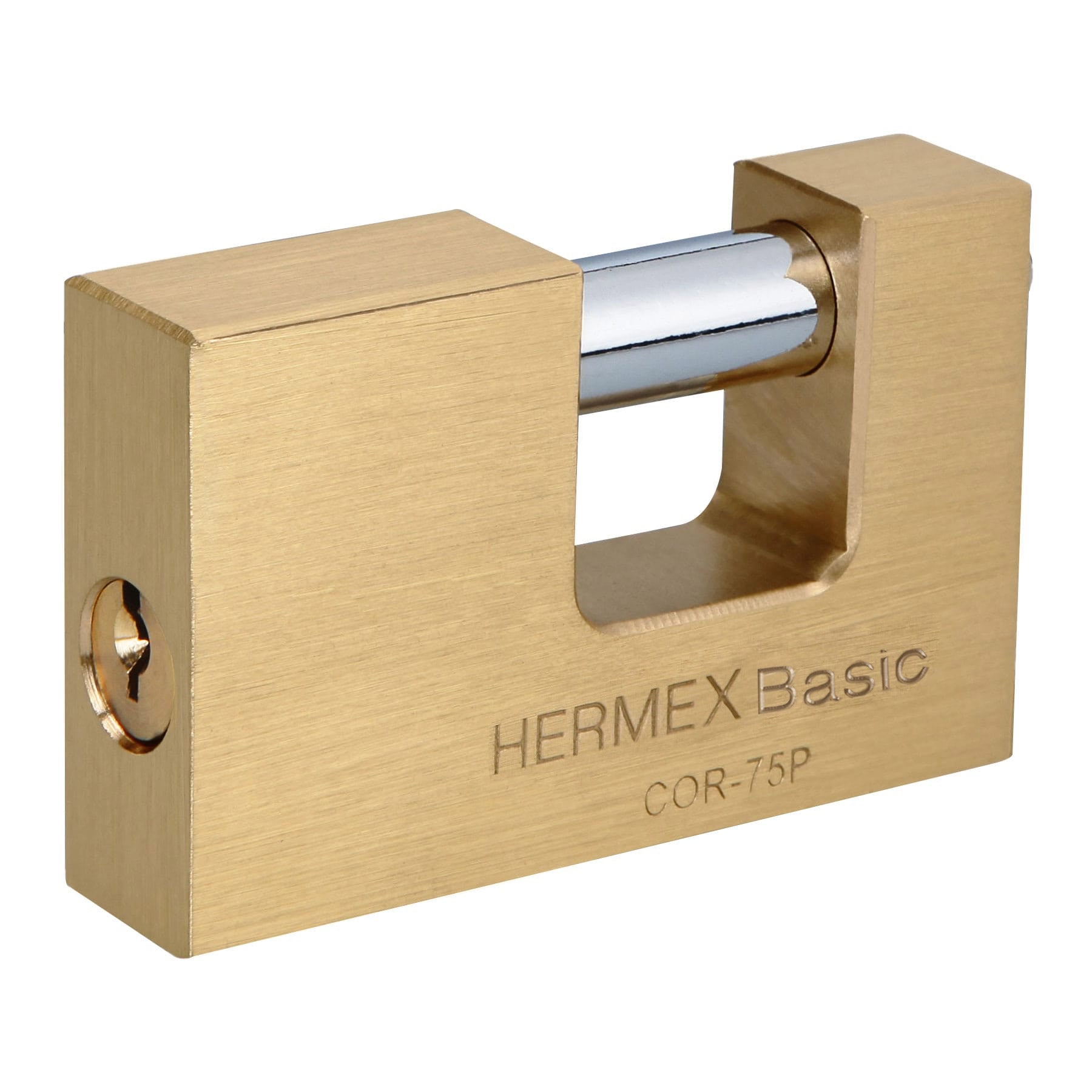 Candado antipalanca 75 mm cuerpo de laton, HERMEX BASIC