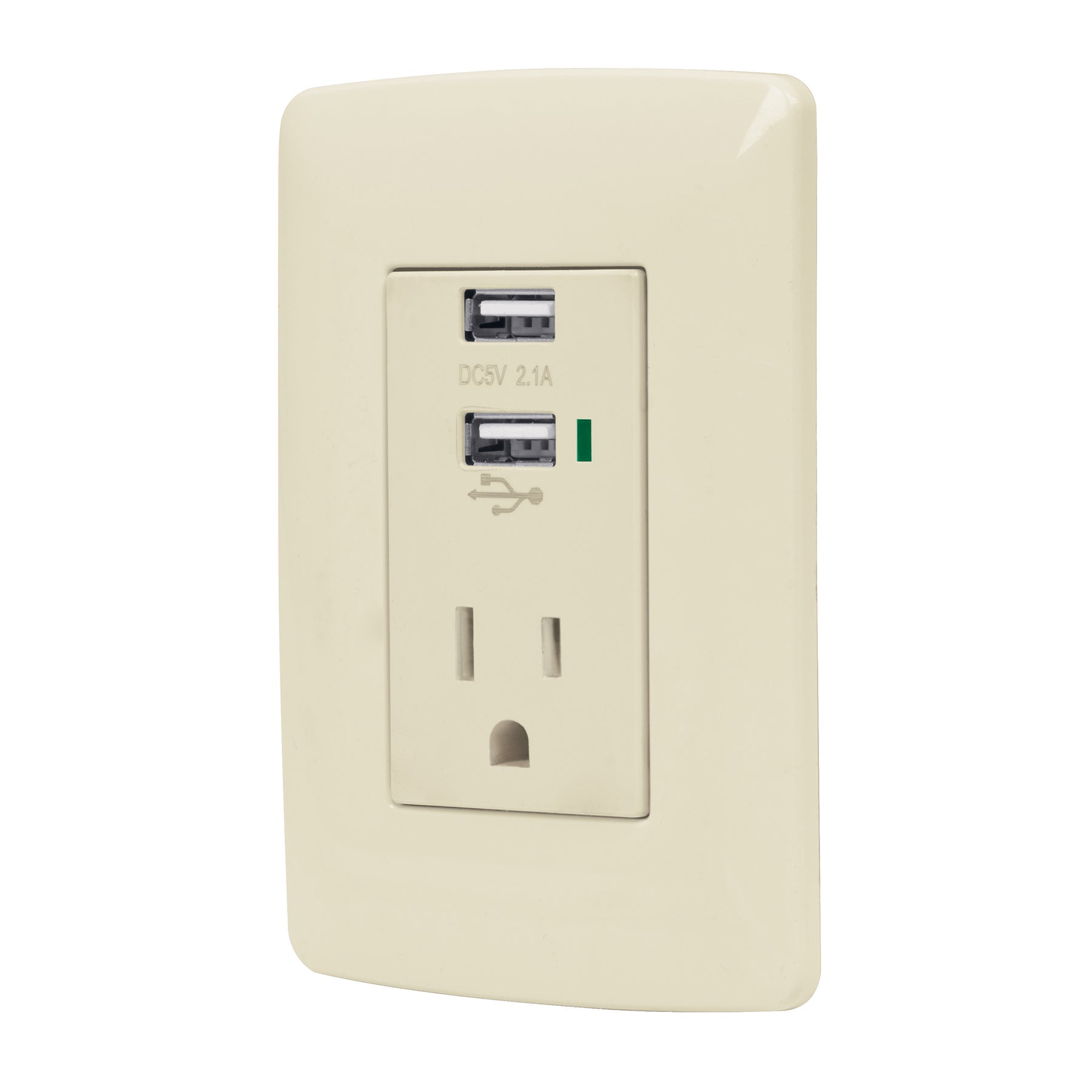 Contacto aterrizado + 2 puertos USB, marfil, linea Italiana