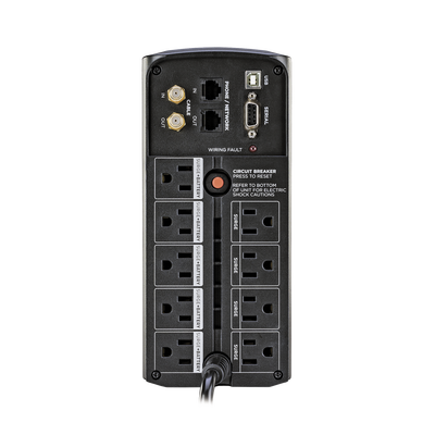 CYBERPOWER - UPS de 1000 VA/600 W, Topología Línea Interactiva, Entrada 120 Vca NEMA 5-15P, Tipo Mini Torre, Con 9 Tomas NEMA 5-15R