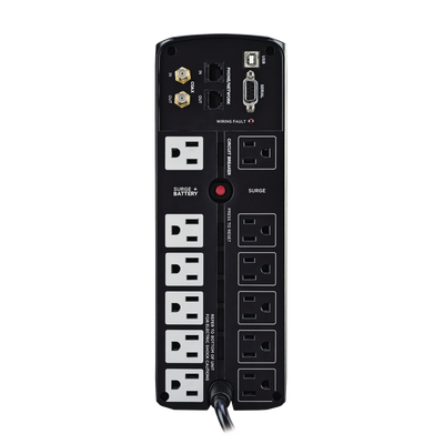 CYBERPOWER - UPS de 1500 VA/900 W, Topología Línea Interactiva, Entrada 120 Vca NEMA 5-15P, Tipo Mini Torre, Con 12 Tomas NEMA 5-15R