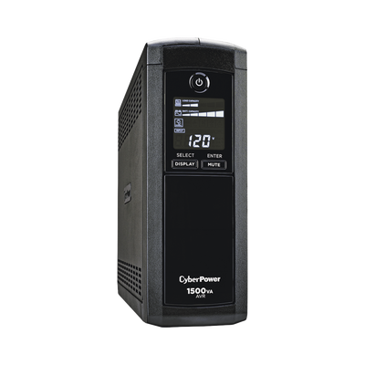 CYBERPOWER - UPS de 1500 VA/900 W, Topología Línea Interactiva, Entrada 120 Vca NEMA 5-15P, Tipo Mini Torre, Con 12 Tomas NEMA 5-15R