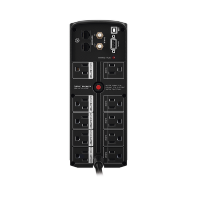 CYBERPOWER - UPS de 1500 VA/900 W, Topología Línea Interactiva, Entrada 120 Vca NEMA 5-15P, Tipo Torre, Con 8 Tomas NEMA 5-15R
