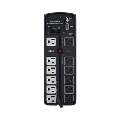 CYBERPOWER - UPS de 1500 VA/900 W, Topología Línea Interactiva, Entrada 120 Vca NEMA 5-15P, Onda Senoidal Pura, Tipo Torre, Con 10 Tomas NEMA 5-15R