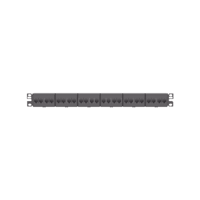 PANDUIT - Panel de Parcheo con 24 Acopladores Mini-Com, Plano, Categoría 5e, de 1 UR, Color Negro