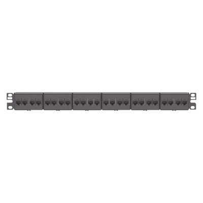 PANDUIT - Panel de Parcheo con 24 Acopladores Mini-Com, Plano, Categoría 6, de 1 UR, Color Negro