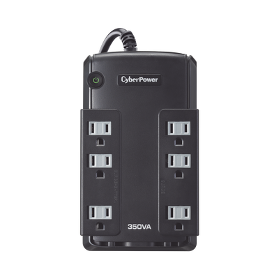 CYBERPOWER - UPS de 350 VA/255 W, Topología Standby, Entrada 120 Vca NEMA 5-15P, Tipo Gabinete Compacto, Con 6 Tomas NEMA 5-15R