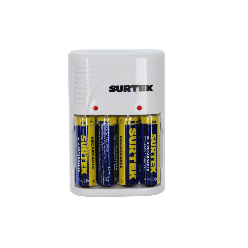 Surtek - Cargador AAA, AA,9V 4 pilas AA