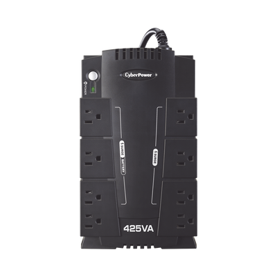 CYBERPOWER - UPS de 425 VA/255 W, Topología Standby, Entrada 120 Vca NEMA 5-15P, Tipo Gabinete Compacto, Con 8 Tomas NEMA 5-15R