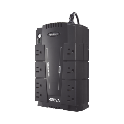 CYBERPOWER - UPS de 425 VA/255 W, Topología Standby, Entrada 120 Vca NEMA 5-15P, Tipo Gabinete Compacto, Con 8 Tomas NEMA 5-15R
