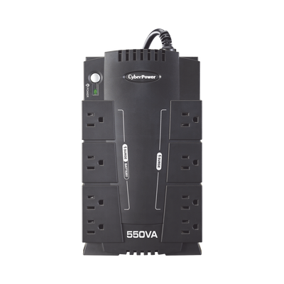 CYBERPOWER - UPS de 550 VA/330 W, Topología Standby, Entrada 120 Vca NEMA 5-15P, Tipo Gabinete Compacto, Con 8 Tomas NEMA 5-15R