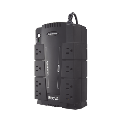CYBERPOWER - UPS de 550 VA/330 W, Topología Standby, Entrada 120 Vca NEMA 5-15P, Tipo Gabinete Compacto, Con 8 Tomas NEMA 5-15R