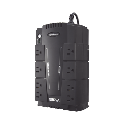 CYBERPOWER - UPS de 550 VA/330 W, Topología Standby, Entrada 120 Vca NEMA 5-15P, Tipo Gabinete Compacto, Con 8 Tomas NEMA 5-15R