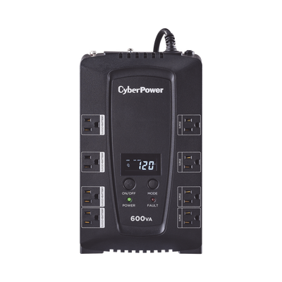 CYBERPOWER - UPS de 600 VA/340 W, Topología Standby, Entrada 120 Vca NEMA 5-15P, Tipo Gabinete Compacto, Con 8 Tomas NEMA 5-15R