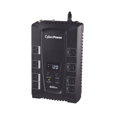 CYBERPOWER - UPS de 600 VA/340 W, Topología Standby, Entrada 120 Vca NEMA 5-15P, Tipo Gabinete Compacto, Con 8 Tomas NEMA 5-15R