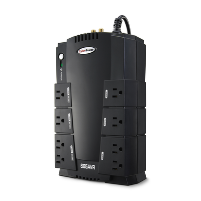 CYBERPOWER - UPS de 685 VA/390 W, Topología Línea Interactiva, Entrada 120 Vca NEMA 5-15P, Tipo Gabinete Compacto, Con 8 Tomas NEMA 5-15R