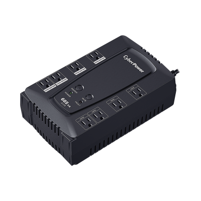 CYBERPOWER - UPS de 685 VA/390 W, Topología Línea Interactiva, Entrada 120 Vca NEMA 5-15P, Tipo Gabinete Compacto, Con 8 Tomas NEMA 5-15R