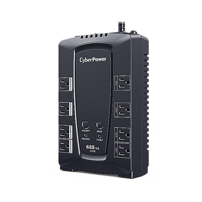 CYBERPOWER - UPS de 685 VA/390 W, Topología Línea Interactiva, Entrada 120 Vca NEMA 5-15P, Tipo Gabinete Compacto, Con 8 Tomas NEMA 5-15R