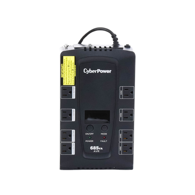 CYBERPOWER - UPS de 685 VA/390 W, Topología Línea Interactiva, Entrada 120 Vca NEMA 5-15P, Tipo Gabinete Compacto, Con 8 Tomas NEMA 5-15R