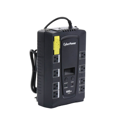 CYBERPOWER - UPS de 685 VA/390 W, Topología Línea Interactiva, Entrada 120 Vca NEMA 5-15P, Tipo Gabinete Compacto, Con 8 Tomas NEMA 5-15R