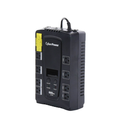 CYBERPOWER - UPS de 685 VA/390 W, Topología Línea Interactiva, Entrada 120 Vca NEMA 5-15P, Tipo Gabinete Compacto, Con 8 Tomas NEMA 5-15R
