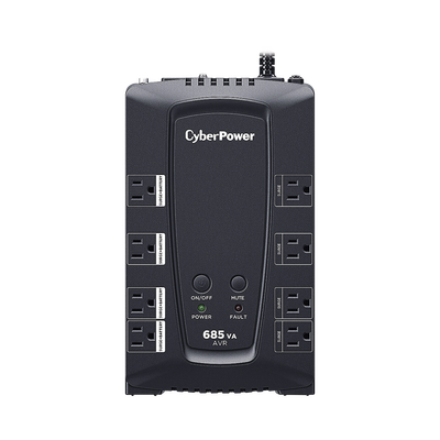 CYBERPOWER - UPS de 685 VA/390 W, Topología Línea Interactiva, Entrada 120 Vca NEMA 5-15P, Tipo Gabinete Compacto, Con 8 Tomas NEMA 5-15R