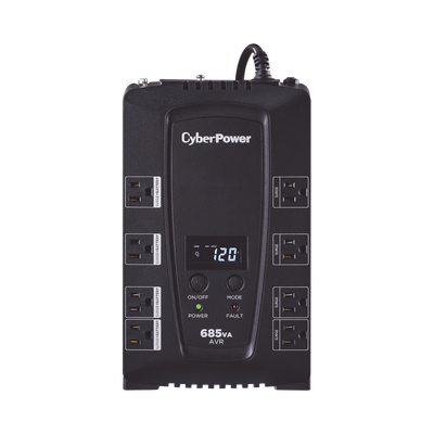 CYBERPOWER - UPS de 685 VA/390 W, Topología Línea Interactiva, Entrada 120 Vca NEMA 5-15P, Tipo Gabinete Compacto, Con 8 Tomas NEMA 5-15R