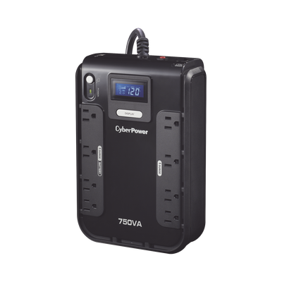 CYBERPOWER - UPS de 750 VA/420 W, Topología Standby, Entrada 120 Vca NEMA 5-15P, Tipo Gabinete Compacto, Con 8 Tomas NEMA 5-15R