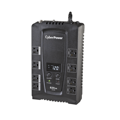 CYBERPOWER - UPS de 825 VA/450 W, Topología Línea Interactiva, Entrada 120 Vca NEMA 5-15P, Tipo Gabinete Compacto, Con 8 Tomas NEMA 5-15R