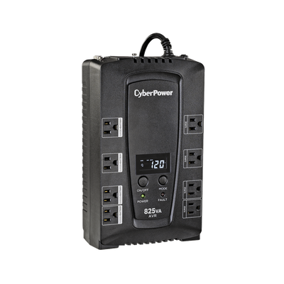 CYBERPOWER - UPS de 825 VA/450 W, Topología Línea Interactiva, Entrada 120 Vca NEMA 5-15P, Tipo Gabinete Compacto, Con 8 Tomas NEMA 5-15R